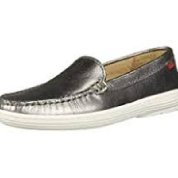 NWT MARC JOSEPH NEW YORK KID'S LEATHER BROADWAY LOAFER‎ PEWTER METALLIC 11.5 M - Picture 1 of 6